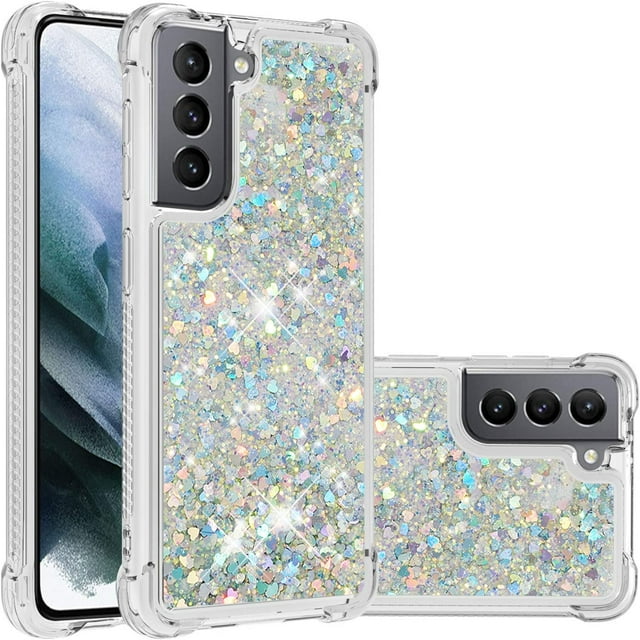 Samsung Galaxy S21 5G Case, Bling Glitter Liquid Clear Case Floating Quicksand Shockproof Protective Sparkle Silicone Soft TPU Case for Samsung Galaxy S21 5G
