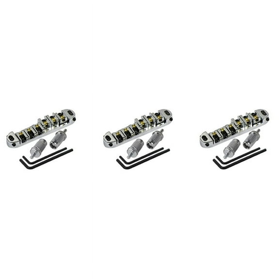 3X Chrome Metal Plated Roller Saddle Tune-O- Bridge for Style Electric Guitar Replaceme_wm25