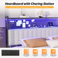 thumbnail image 6 of Ktaxon Headboard for Queen Size Bed with Pegboards Storage, Upholstered Headboard with Charing Station & LED Lights, Height Adjutable, Light Gray, 6 of 10