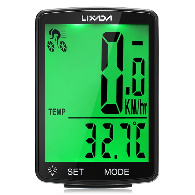 LIXADA Wireless Bike Computer Multi Functional LCD Screen Bicycle Computer Mountain Bike Speedometer Odometer IPX6 Waterproof Cycling Measurable Temperature Stopwatch Cycling Accessories