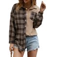 thumbnail image 1 of Txlixc Chaquetas a cuadros para mujeres, solapas y botones de manga larga, chaquetas y abrigos casuales Txlixc moda, 1 of 9