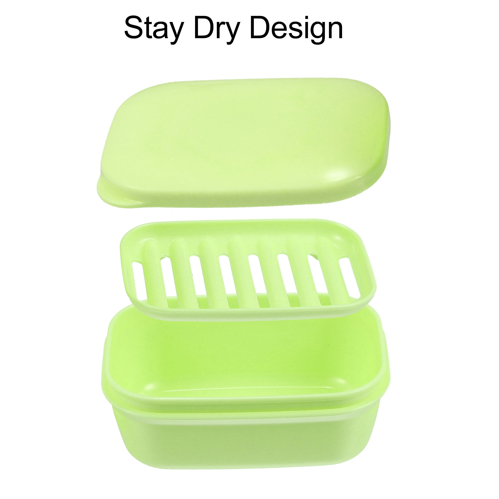 Unique Bargains Soap Dish Keep Soap Dry Soap Cleaning Storage for Bathroom Kitchen Green