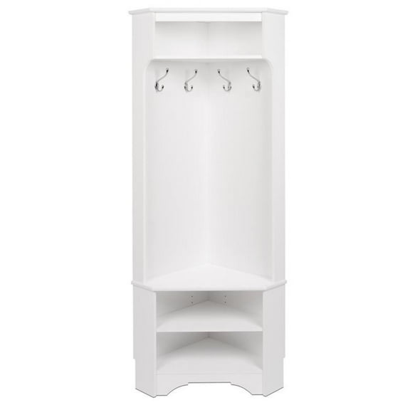 Pemberly Row Contemporary Corner Hall Tree in White