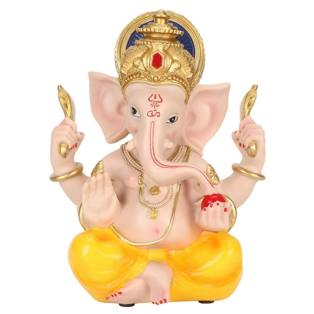 Indian Ganesha Statue Elephant Hindu God Sculpture Resin Decorative Indian Elephant God Ornament for Home Garden Colorful