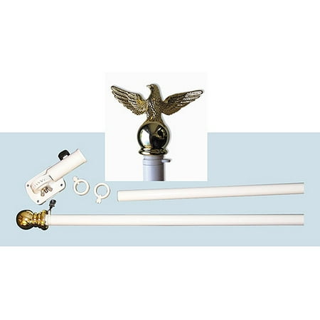 Spinning Pole Mounting Set with 6' 2-Section 360-Degree White Spinning Pole, Ball Top and Adjustable Holder, Model# 242