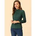 thumbnail image 3 of INSPIRE CHIC Chemisier à Col Montant en Dentelle à Boutons Manches Longues Vert TG, 3 of 5