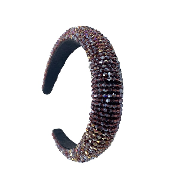 Qarigey Diademas con cuentas de cristal para el cabello, diademas para la cabeza para mujer Accesorio para el cabello Violeta