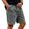 thumbnail image 4 of Homeyce Men's Shorts Corduroy Drawstring Waisted Lounge Short Summer Beach Loose Fit Casual Bermuda Short with Pockets Straight-Leg Resort Wear,Gray M, 4 of 6