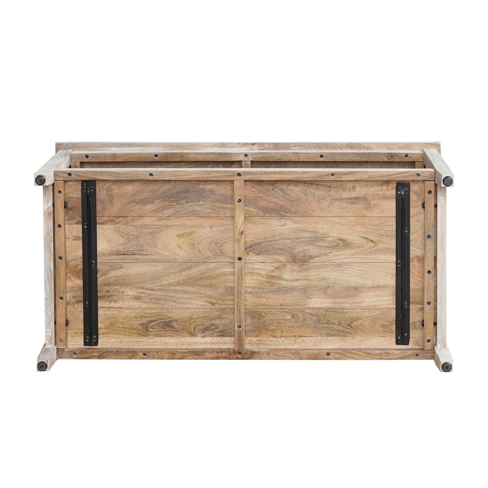Ox Bay Amer Wood Rectangular Storage Coffee Table, Transitional Style, Indoor Use, White Wash Finished