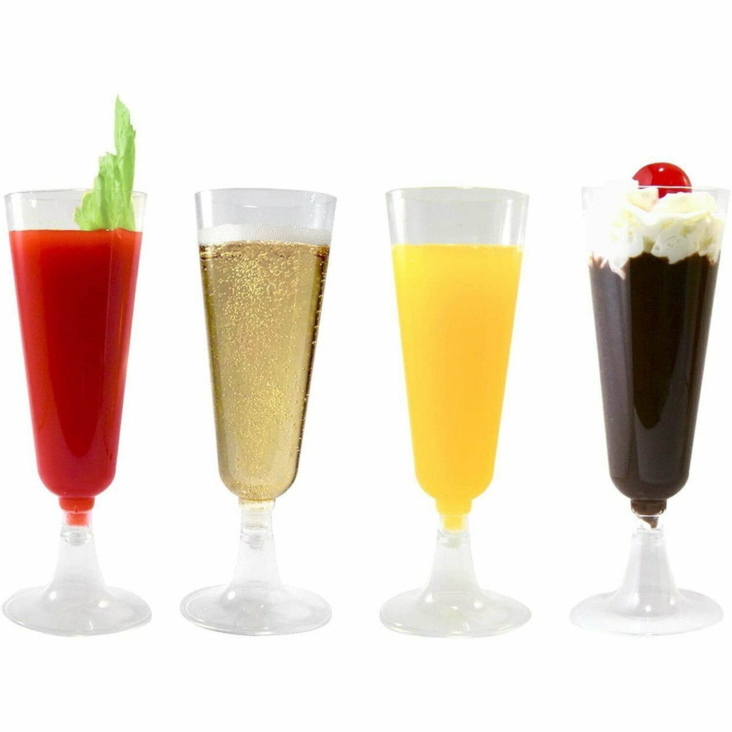 Hanna K. Champagne Clear Heavyweight Plastic Flute 5 Oz Toasting Glasses [BULK] (60 Pack)