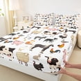 thumbnail image 3 of Homewish Kawaii Cow Sheep Queen Sheet Sets, Cartoon Horse Pig Flat Sheet, Rustic Farm Animal Queen Fitted Sheet, Breathable Home Decor, 4pcs, 3 of 7