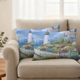 thumbnail image 2 of Spring Pillow Covers 2 Pack Colorful Flowers Town Beacon Ocean Country Scenery Pillowcase Waterproof Outdoor Throw Pillow Cover for Patio Balcony Rectangular Cushion 20”x12”, 2 of 9