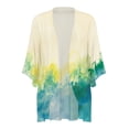 thumbnail image 5 of Noric Women's Floral Print Chiffon Cardigan Casual 3/4 Sleeve Open Front Loose Fit Lightweight Daily Layering Cover Up, 5 of 5