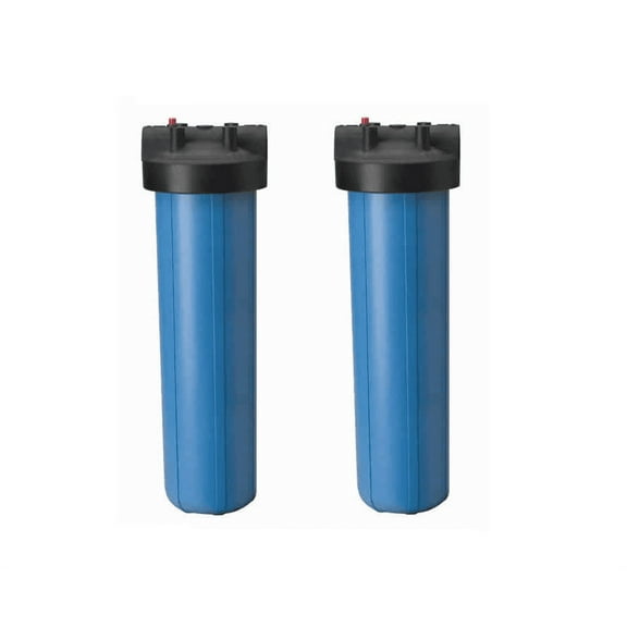 2 Pack: Big Blue Housing Canister Water Sump 1" NPT w/ Pressure Relief for 4.5" x 20" Whole House Filters