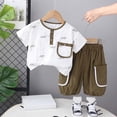 thumbnail image 2 of Girls Spring Outfits Two Piece Summer Set Lightweight Short Sleeve with Minimalist Design Toddler Boy Clothes Green 3-4 Years, 2 of 4