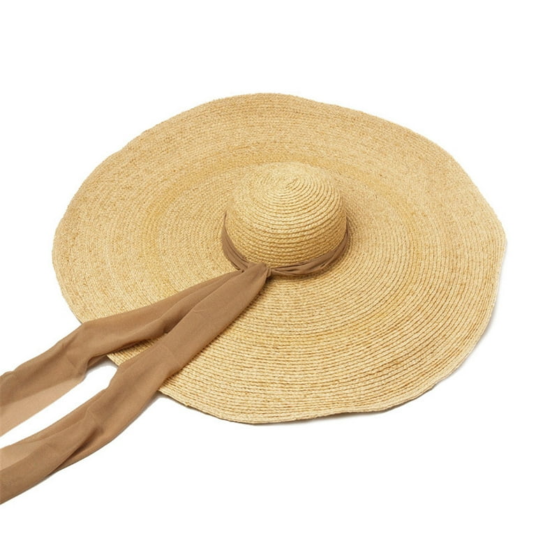 haxmnou fashion large sun hat beach anti-uv sun protection foldable straw  cap cover
