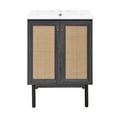 thumbnail image 3 of Classe 24 in. Black Oak Bathroom Vanity With White, 3-Hole Ceramic Sink Top, 3 of 8