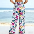 thumbnail image 5 of MYAOYI Women's Boho Bright Floral Print Wide Leg Pants, Smocked Elastic High Waist Loose Flowy Palazzo Trousers for Summer Daily Wear, 5 of 7
