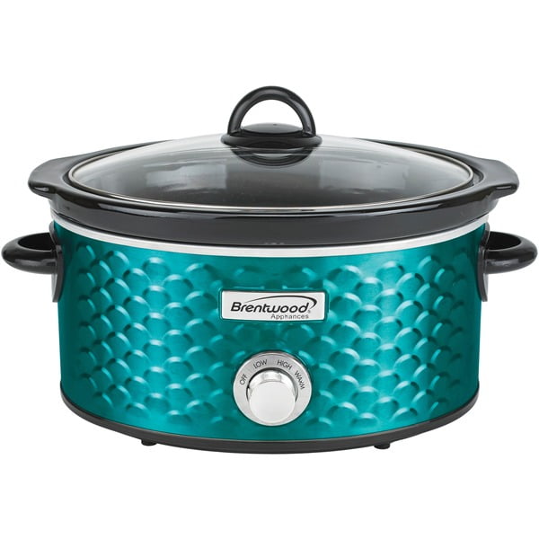 4.5quart Scallop Pattern Slow Cooker (blue)
