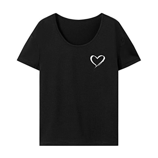 Camiseta de Cuello Redondo para Mujer, Cuello Redondo, Tops Femeninos de Verano para Uso Diario en El Trabajo L