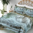 thumbnail image 3 of Ambesonne Nature Fitted & Top Sheet Set with Shams, Waterfall Jungle Stream Tree, Green and Brown, 3 of 5
