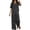 Dark Gray, variant on Womens Linen Blend 2 Piece Outfit Set Short Sleeve Polo Collar Cropped Top And Wide Leg Full Length Pants No Pockets Relaxed Fit Solid Color Casual Matching Suit