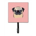 thumbnail image 1 of Checkerboard Pink Fawn Pug Leash Or Key Holder, 4.25 W x 7 H In., 1 of 1