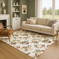 Addison Rugs Mayfield Premium Machine Washable Transitional Holiday Ornament Ivory Rectangle Rug, 3' x 5'