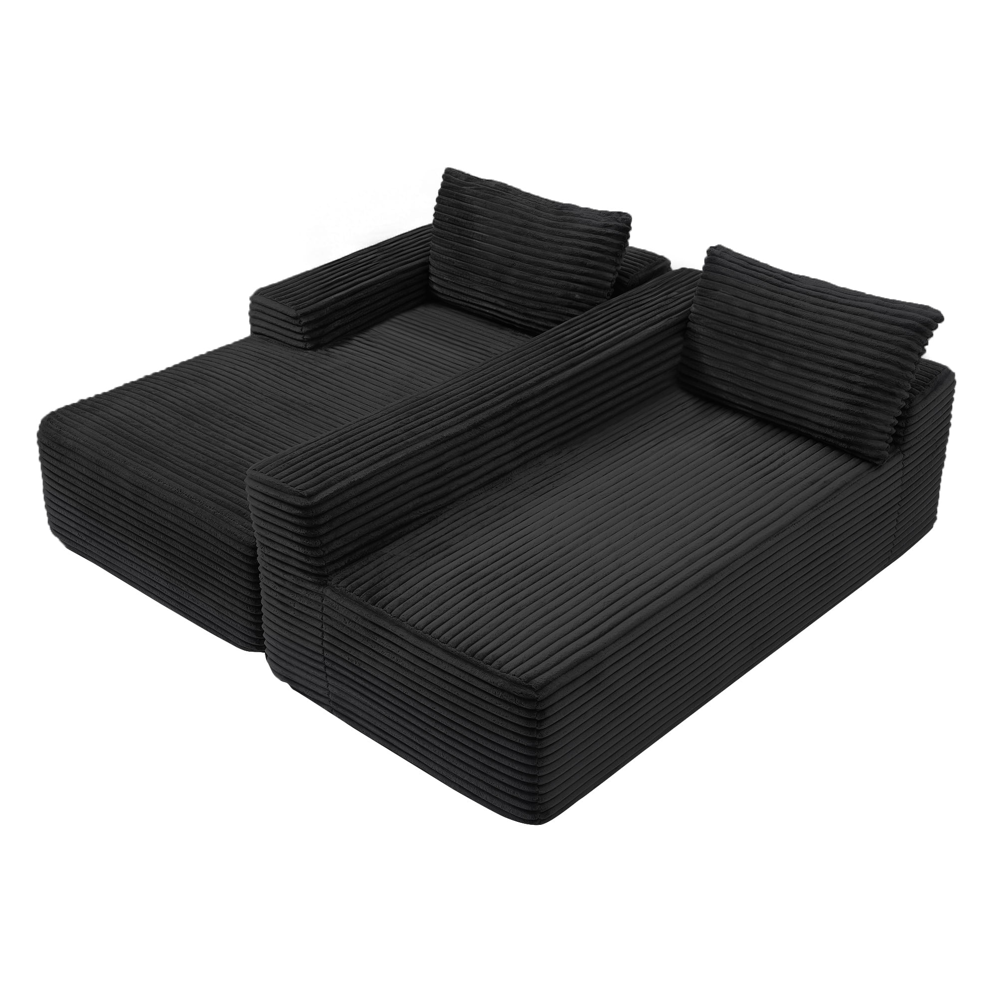 GARITIN 97 Inch Modular Sectional Sofa, Cloud Sectional Couch with Deep Seat, Modern Modular L-Shape Sofa with Chaise, Upholstered Couches for Living Room Bedroom, Black