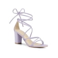 thumbnail image 1 of BLISSFUL STEP Edition Women's Shoes Open Toe Lace Up Block Heel Strappy Heels Light Purple 11, 1 of 8