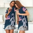thumbnail image 4 of Fotbe Astronaut With USA Flag Bata de Dormir para Mujer con Estampado, Camisón de Algodón de Manga Corta, Ropa de Dormir Casual, 4 of 6