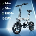 thumbnail image 2 of 750W Peak Folding Electric Bike for Adult Teens,20MPH 36V/7.8AH,14" Commuter City Ebike,White, 2 of 5