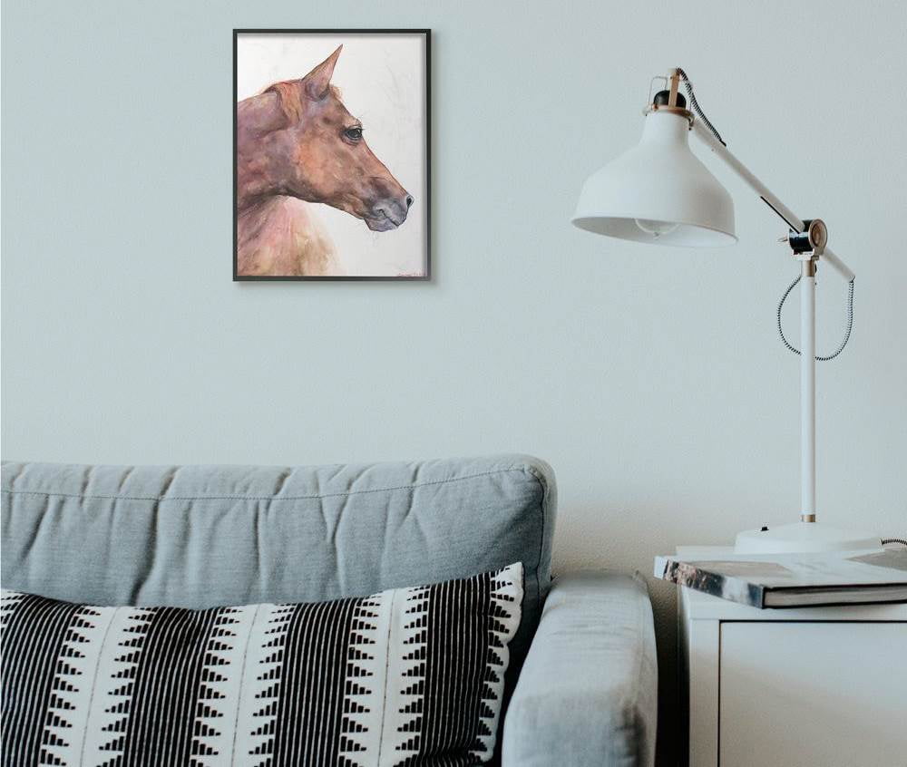 Stupell Industries Horse Head Animal Watercolor Painting Framed Giclee Texturized Art by George Dyachenko