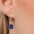 thumbnail image 3 of Gem Stone King 14K Yellow Gold Blue Lapis Earrings for Women | 4.00 Cttw | Gemstone Birthstone | Emerald Cut 9X7MM, 3 of 6