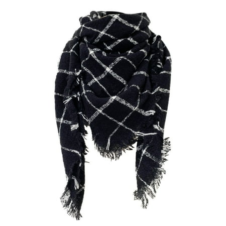 Hontri Scarf Ladies Plaid New Thorn Square Scarf Ladies Plaid Scarf Scarf for Women Black Hontri Scarf Ladies Plaid New Thorn Square Scarf Ladies Plaid Scarf Scarf for Women Black