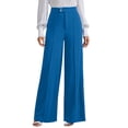 thumbnail image 2 of Favoffer Women's High Waist Suit Pants Solid Color Elastic Waist Straight Wide Leg Pocket Casual Work Trousers Business Office Bottom for Commute Travel, 2 of 8