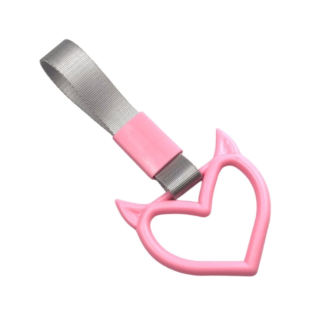 Hioecau Devil Heart Hand Ring Car Rear Bumper Warning Ring Universal Train Bus Auto Heart-Shaped Handle Strap Decoration Car Accessories