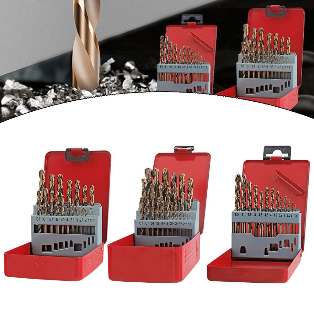 Hss Titanium Coated Drill Bit Set For Metal Plastic Wood 13/19/25Pc Straight Shank Bits With Storage Case For Stainless Steel Cast Iron Copper Aluminum 19Pcs