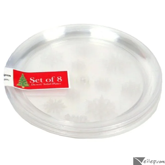 Snowflakes Holiday 5.75In Christmas Plastic Dessert Plates, 8 Ct, Frosted White