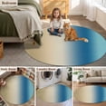 thumbnail image 6 of Gradient Brown Blue Round Living Room Rugs 3.3 ft, Modern Abstract Minimalist Beige Ocean Beach Washable Area Rug with Non-Slip Sturdy Edge Binding Round Front Door Mat Floor Carpet for Entryway, 6 of 9