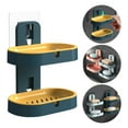 thumbnail image 3 of Bathroom Sink Soap Box Punch- Rack Home Wall-mounted Double-layer Soap Box, 3 of 8