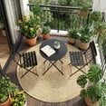 thumbnail image 6 of 3 Piece Patio Bistro Set, Folding Patio Bistro Table and Chairs Set of 2, Outdoor Patio Furniture Set, Metal Structure, No Assembly Need, for Balcony Yard Garden, 6 of 8