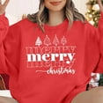 thumbnail image 6 of HOMBOM Womens Christmas Sweatshirt Classic Merry Print Crewneck Festive Holiday Pullover Casual Gift, 6 of 8