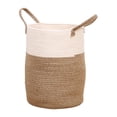 thumbnail image 1 of Cesta de cuerda de algodón Cesta de juguete con asa Cesta de manta tejida de apertura grande para baño, sala de juegos, , dormitorio, marrón blanco, 1 of 9