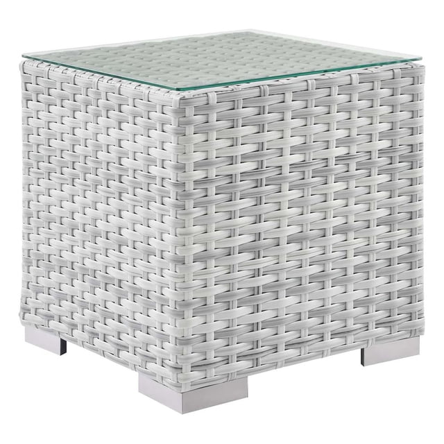 Modway Convene Outdoor Patio Furniture Side Table in Light Gray
