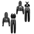 thumbnail image 5 of inlzdz Kids Girls Jazz Hip Hop Dance Outfits Metallic Long Sleeve Hoodie Sport Vest And Sweatpants Dancewear Black 8, 5 of 6