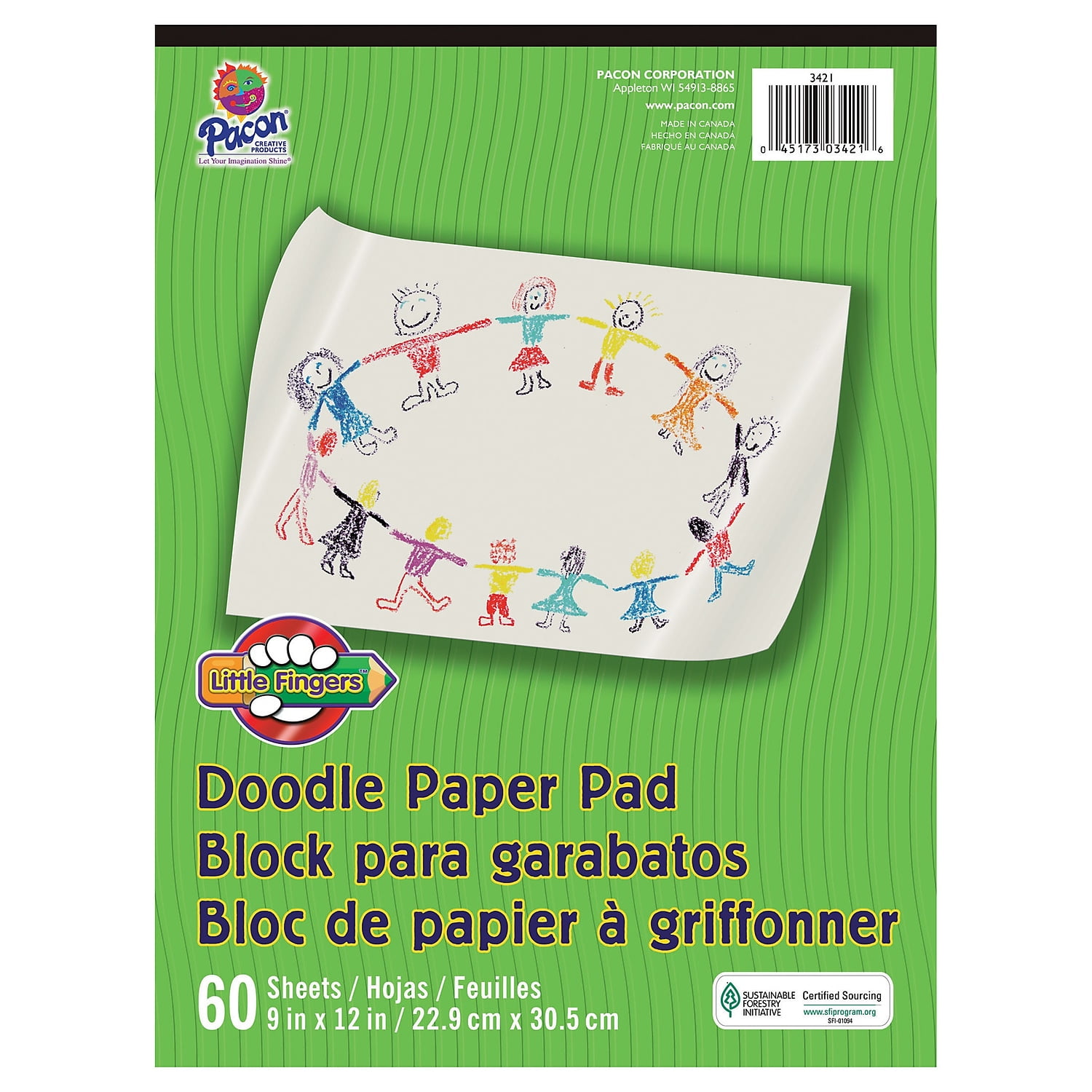 Little Fingers Doodle Pad, White, 9' x 12', 60 Sheets