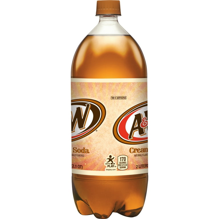 A&W, Cream Soda, 2 L Bottle, Classic Vanilla, Caffeine-Free