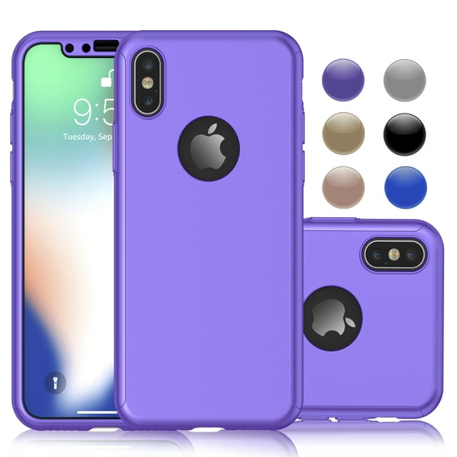 Cases for Apple iPhone XS Max / iPhone XS / iPhone XR / iPhone X, Ultra Thin Hard Slim Case Full Protective With Tempered Glass Screen Protector Case Cover -Red
