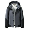 thumbnail image 3 of Sentmoon Men Jacket Winter Color Block Long Sleeve Drawstring Hooded Neck Winter Coat Men Plus Size Zipper Windbreaker Waterproof Trendy Mens Clothes Fall Comfy for Travel and Hiking Gray XL, 3 of 9